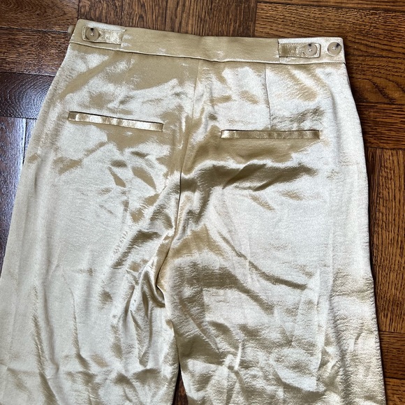 Pale Gold Metallic Satin Wide Leg Pants - Picture 8 of 8